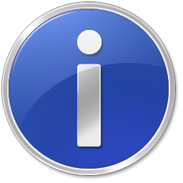 image of a blue circle sign with a lower-case "i" on it